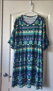 Boohoo Plus Aztec Smocked Dress